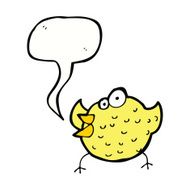 cartoon happy bird with speech bubble N34