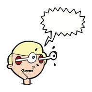 cartoon excited boy's face with speech bubble N9