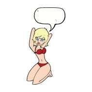 cartoon sexy woman posing with speech bubble N9