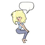 cartoon woman with big hair speech bubble N9