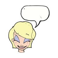 cartoon pretty female face with speech bubble N87