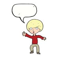 cartoon panicking boy with speech bubble N9