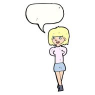 cartoon happy woman with speech bubble N228