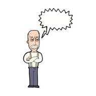 cartoon annoyed old man with speech bubble N60