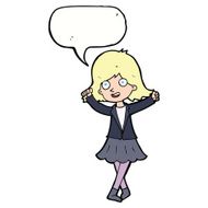 cartoon happy girl with speech bubble N77
