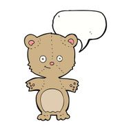 cartoon happy teddy bear with speech bubble