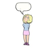 cartoon curious woman with speech bubble N52