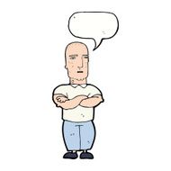 cartoon annoyed bald man with speech bubble N9