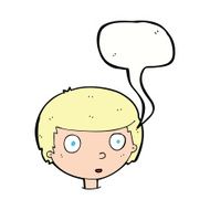 cartoon curious boy with speech bubble N32