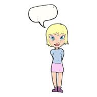 cartoon pretty girl with speech bubble N88