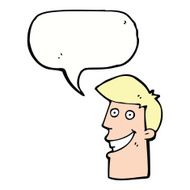 cartoon grinning man with speech bubble N76