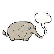 cartoon sad little elephant with speech bubble N9