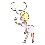 cartoon woman with drink speech bubble N8