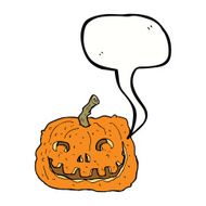 cartoon pumpkin with speech bubble N15