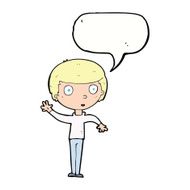cartoon waving boy with speech bubble N17