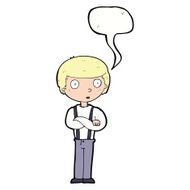 cartoon staring boy with speech bubble N25