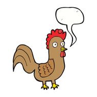 cartoon rooster with speech bubble N9