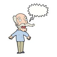 cartoon old man gasping in surprise with speech bubble N9