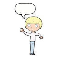 cartoon staring boy with speech bubble N26