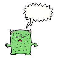 cartoon little alien with speech bubble N9
