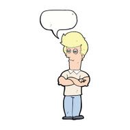 cartoon man with folded arms speech bubble N24