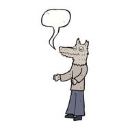 cartoon wolf man with speech bubble N43