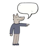 cartoon wolf man pointing with speech bubble N9