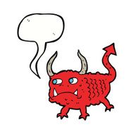 cartoon little demon with speech bubble N26