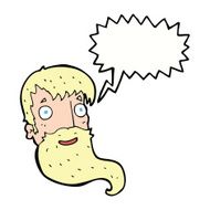 cartoon bearded man with speech bubble N43