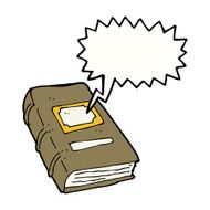 cartoon old book with speech bubble