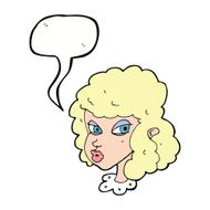 cartoon suspicious woman with speech bubble N18