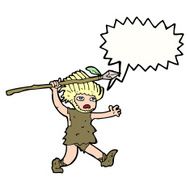 cartoon caveman with speech bubble N8