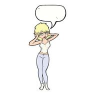 cartoon pretty woman with speech bubble N245