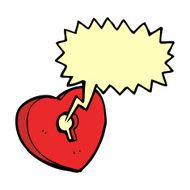 cartoon heart with keyhole speech bubble