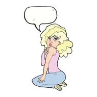 cartoon woman posing with speech bubble N26