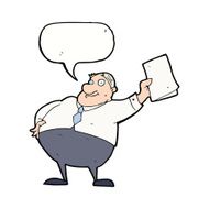 cartoon boss waving papers with speech bubble N9