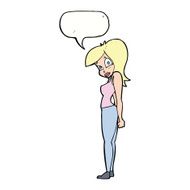 cartoon pretty woman with speech bubble N246