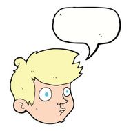cartoon staring boy with speech bubble N27