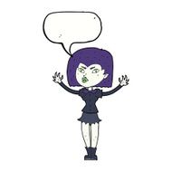 cartoon vampire girl with speech bubble N200