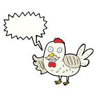 cartoon old rooster with speech bubble N9