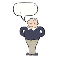 cartoon worried man with speech bubble N86