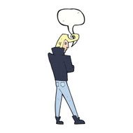 cartoon cool guy with speech bubble N9