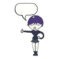 cartoon vampire girl giving thumbs up symbol with speech bubble N9