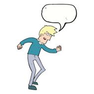 cartoon happy man dancing with speech bubble N35
