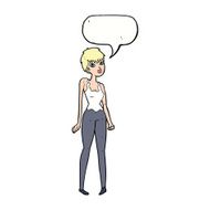cartoon pretty woman with speech bubble N247