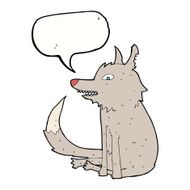 cartoon wolf sitting with speech bubble N5