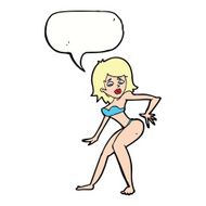 cartoon woman in bikini with speech bubble N47