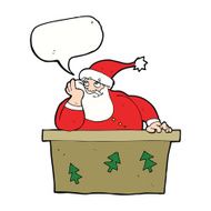 cartoon bored santa claus with speech bubble N8