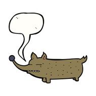 cartoon funny little dog with speech bubble N17