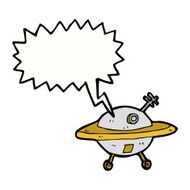 cartoon flying saucer with speech bubble N5